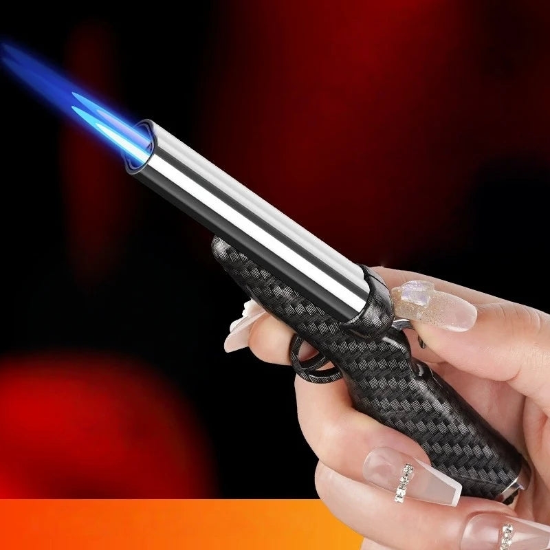 New Creative High Power Butane Gas Turbine Lighter Outdoor Windproof Metal Cigar Lighter Kitchen BBQ Ignition Tool Men'S Gift