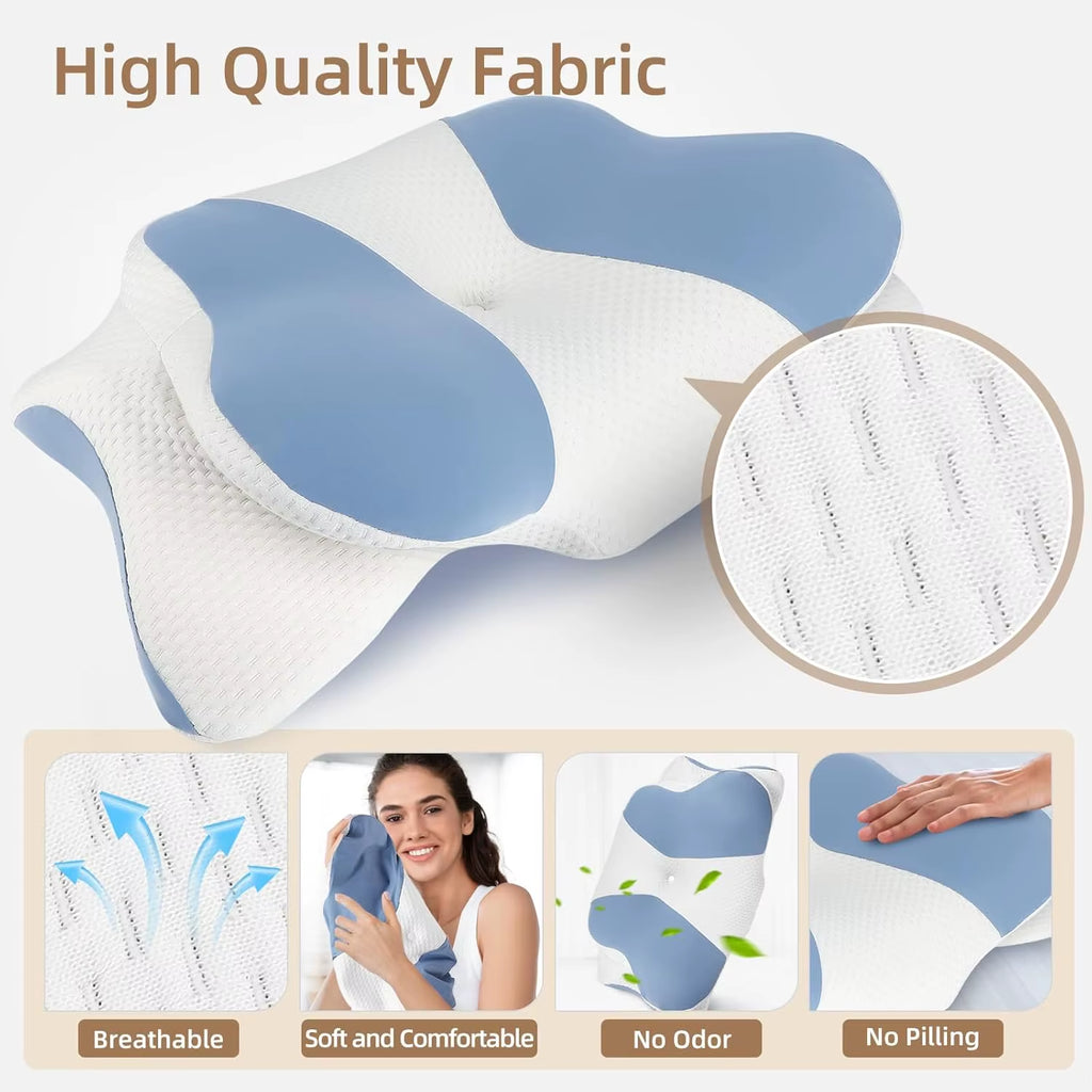 Ergonomic Ergonomic Pain Relief Pillow Memory Foam Cervical Pillow-Neck and Shoulder Support for Side Back Stomach Sleepers