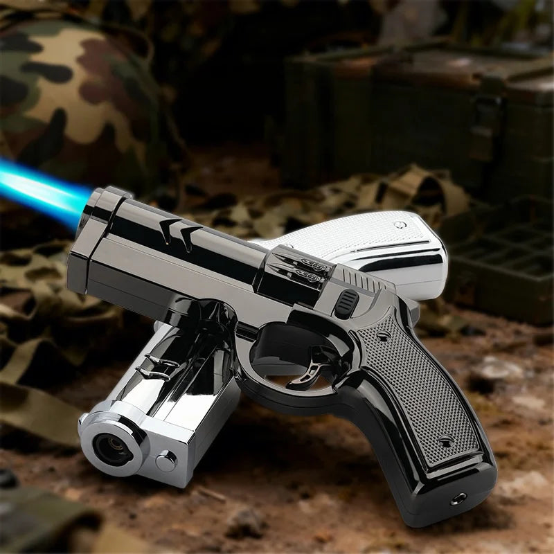 New Creative High Power Butane Gas Turbine Lighter Outdoor Windproof Metal Cigar Lighter Kitchen BBQ Ignition Tool Men'S Gift