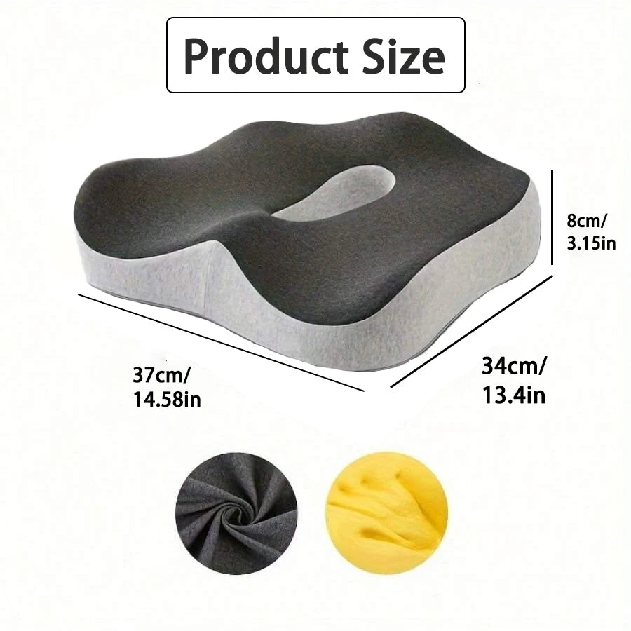 1Pc Ergonomic Memory Foam Seat Cushion - Comfort Support for Office Chair, Home Desk, Car, and Wheelchair - Relieves Pressure