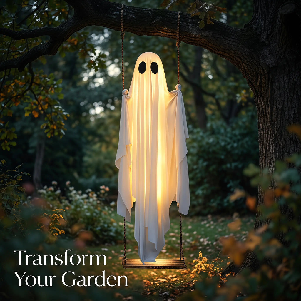 LED Hanging Ghost Decoration with Remote Control Lights, 5FT White Hanging Ornament for Tree, Porch, Garden, Yard, Patio, Party Decoration