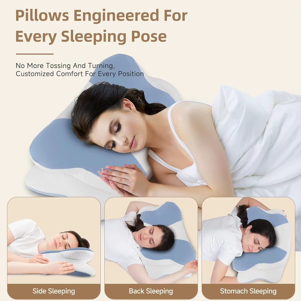 Ergonomic Ergonomic Pain Relief Pillow Memory Foam Cervical Pillow-Neck and Shoulder Support for Side Back Stomach Sleepers