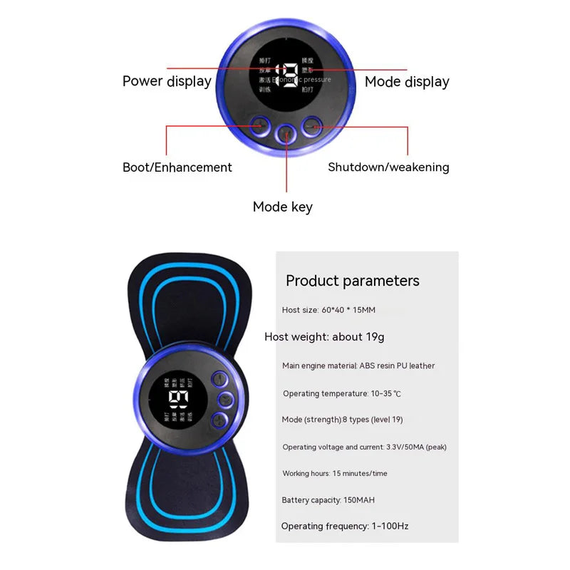Neck Rechargeable Massager Electric Neck Massage Relief Pain Muscle Stimulation Improve Blood Circulation Portable Massage Tools