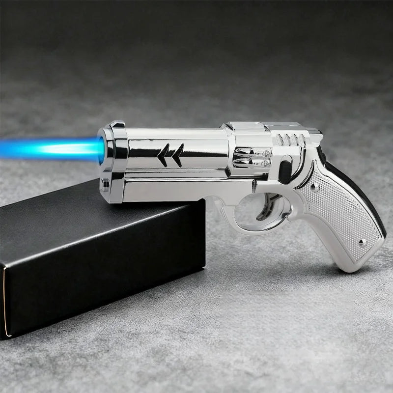 New Creative High Power Butane Gas Turbine Lighter Outdoor Windproof Metal Cigar Lighter Kitchen BBQ Ignition Tool Men'S Gift